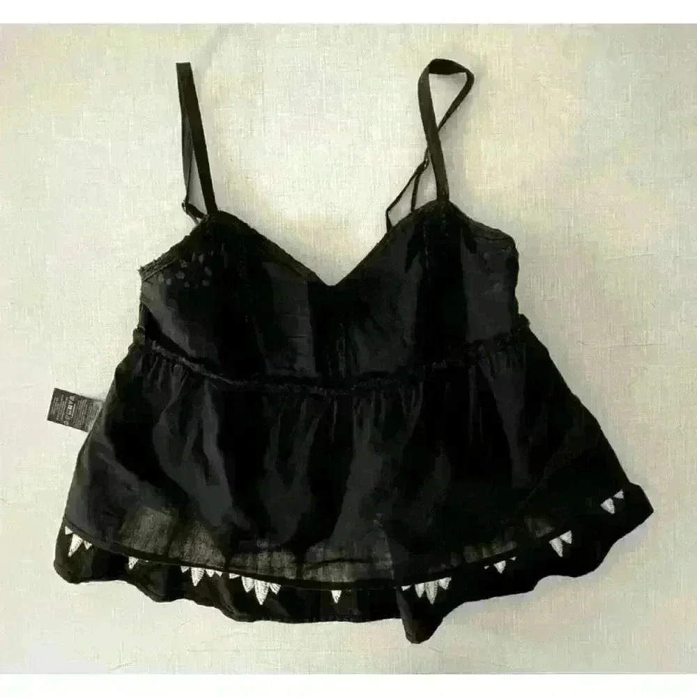 Anthropologie Sz 4 Catrina Cami Top Black Embroidered Boho Festival Western - Picture 8 of 11